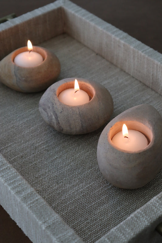 Sandstone Tealight Holder Set